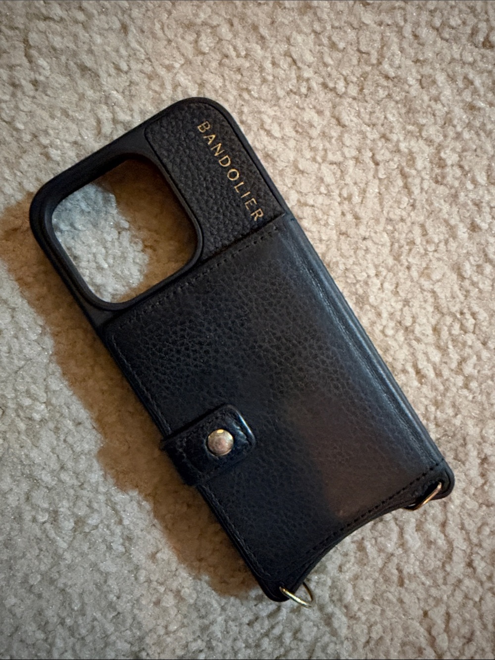 Bandolier Black Leather Phone Case - for iPhone 15 pro